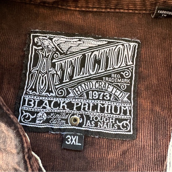 Affliction Shirt Men 3XL Acid Wash Embroidered - Picture 2 of 12